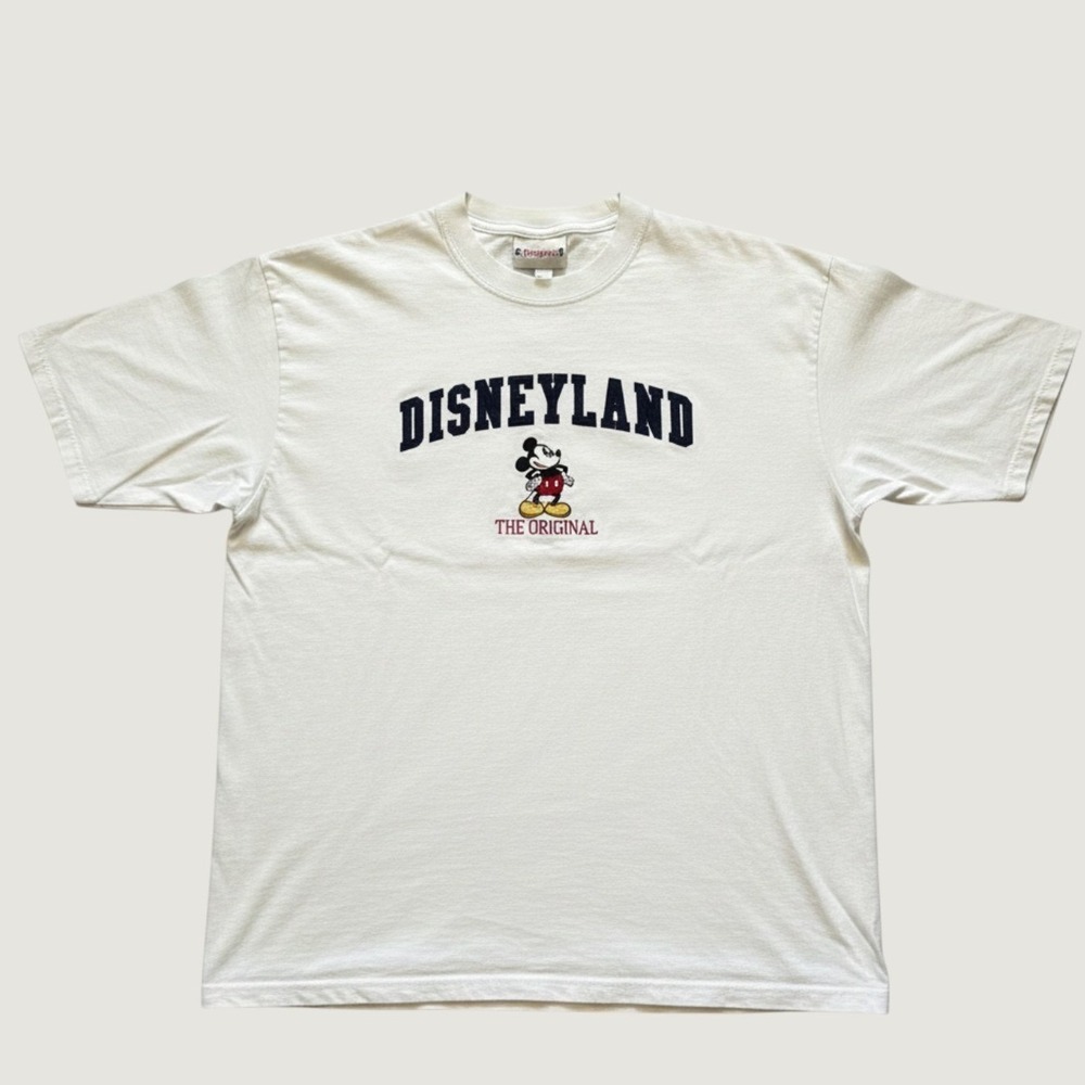 Vintage Disneyland The Original Mickey Mouse Embroidered T-Shirt White XL USA